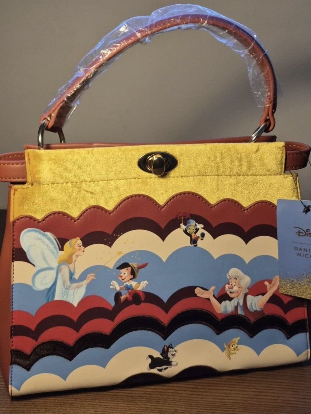 Disney Danielle Nicole BoxLunch Exclusive Pinocchio Scalloped Handbag, NWT